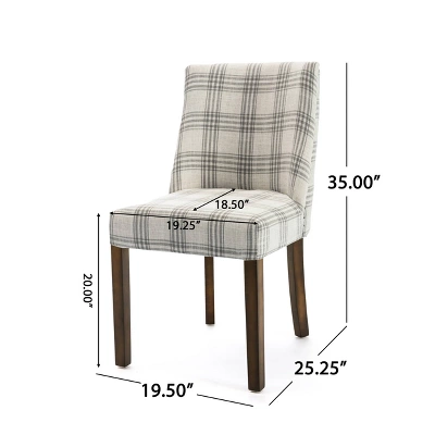 2pk Harman Contemporary Upholstered Plaid Dining Chairs Gray/Light Beige/Brown - Christopher Knight Home - Image 10