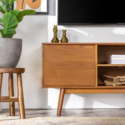 Solid Wood Mid-Century Modern TV Stand For TVs Up To 65" - Saracina Home - Image 5