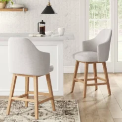 Kinston Swivel Curved Back Upholstered Counter Height Barstool - Threshold™