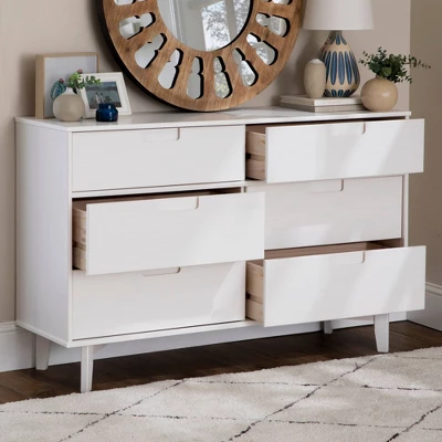 Mid-Century Modern Groove Wood 6 Drawer Dresser - Saracina Home - Image 5