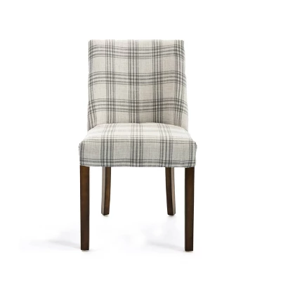 2pk Harman Contemporary Upholstered Plaid Dining Chairs Gray/Light Beige/Brown - Christopher Knight Home - Image 2