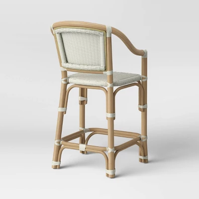 Parksley Rattan And Woven Counter Height Barstool White - Threshold⢠- Image 3