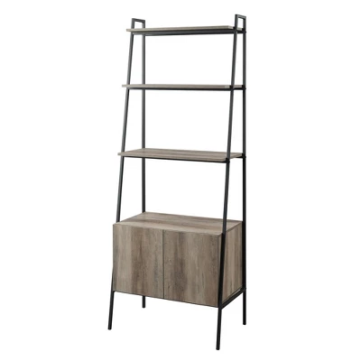 72" Open Shelf And Closed Storage Cabinet Ladder Bookcase - Saracina Home - Image 8