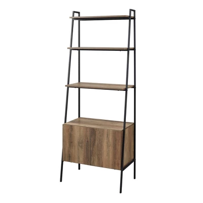 72" Open Shelf And Closed Storage Cabinet Ladder Bookcase - Saracina Home - Image 10