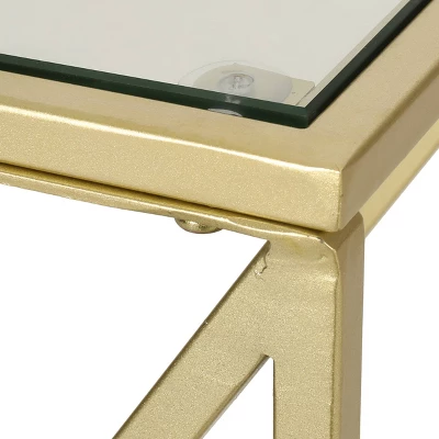 Kokesh Modern Glam Tempered Glass 3 Shelf Asymmetrical Bookcase Gold - Christopher Knight Home - Image 6