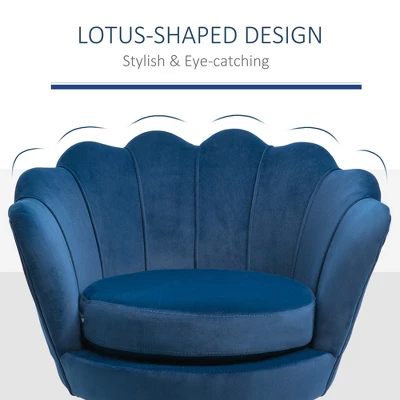 HomCom Elegant Velvet Upholstered Accent Leisure Club Chair With Gold Metal Legs - Image 8