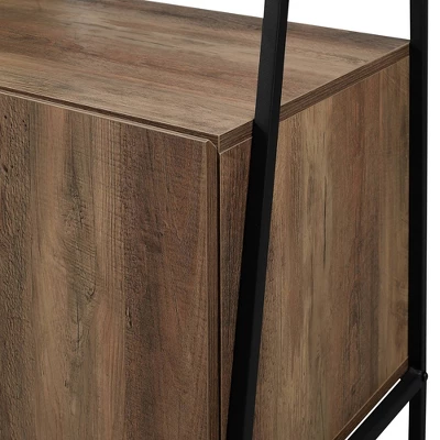 72" Open Shelf And Closed Storage Cabinet Ladder Bookcase - Saracina Home - Image 4