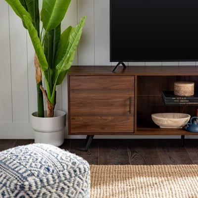 2 Door Mid-Century Modern Wood Storage TV Stand For TVs Up To 80" - Saracina Home - Image 12