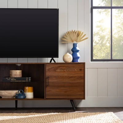 2 Door Mid-Century Modern Wood Storage TV Stand For TVs Up To 80" - Saracina Home - Image 9
